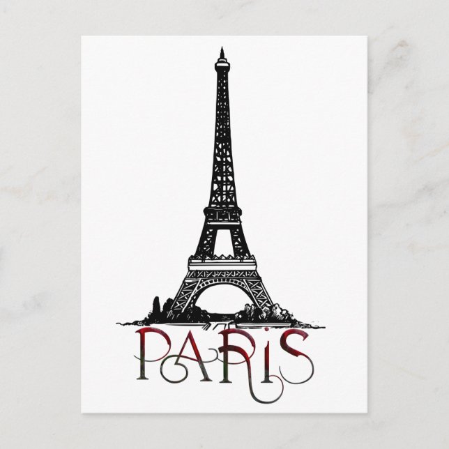 Beautiful Paris, Eiffel Tower Vintage Grunge Postcard (Front)