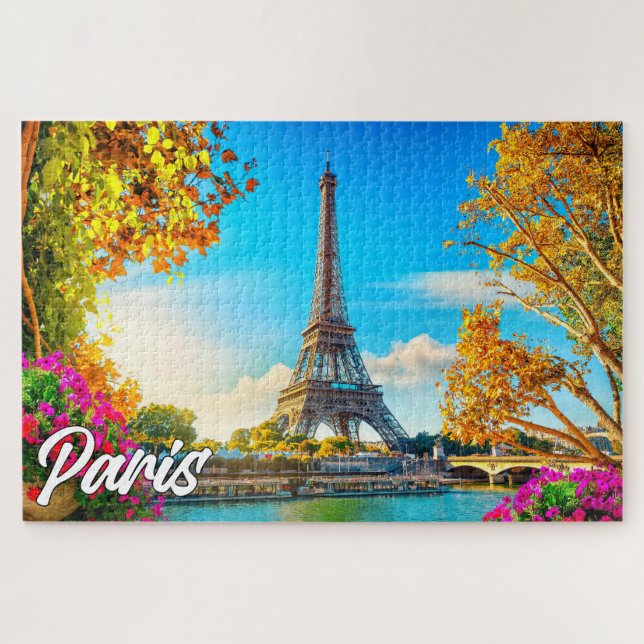 Beautiful Paris, France | Eiffel Tower Jigsaw Puzzle (Horizontal)