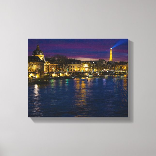 Beautiful Paris France Evening Skyline Canvas Print (Front)