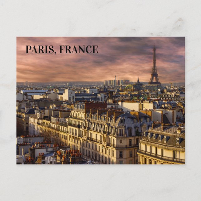 Beautiful Paris France Skyline Eiffel Tower Photo Postcard (Front)