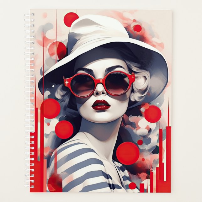 Beautiful Parisian Woman in sunglasses and hat Planner (Front)