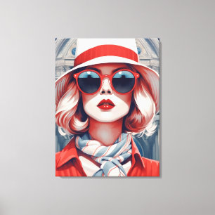 Beautiful Parisian Woman with French colours Canvas Print