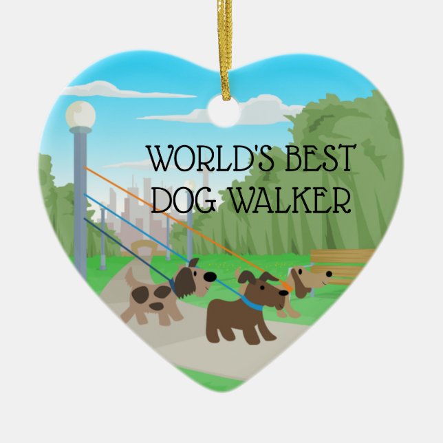 Beautiful Park World's Best Dog Walker Ceramic Tree Decoration (Front)