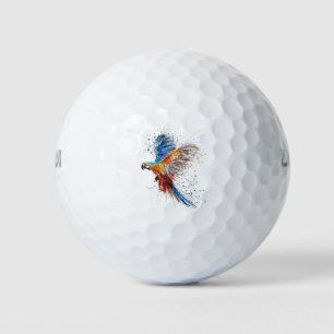 Beautiful parrot lifting its wings golf balls