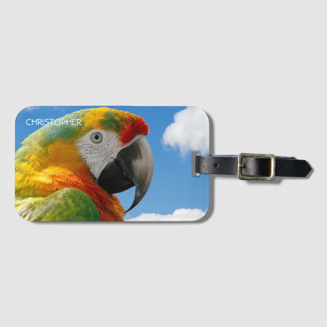 Beautiful Parrot Personalised Luggage Tag (Front Horizontal)