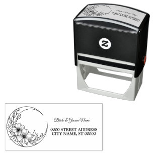 Beautiful Party Floral Moon Elegant Address Self-inking Stamp