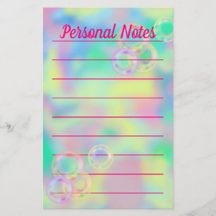 Beautiful Pastel Bubble Rainbow Office Note Stationery