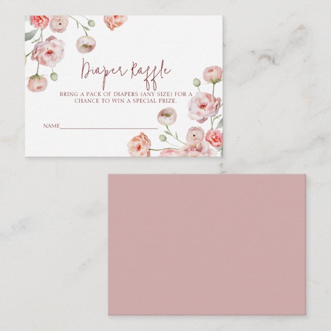 Beautiful Pastel Diaper Raffle for Baby Card (Front/Back)