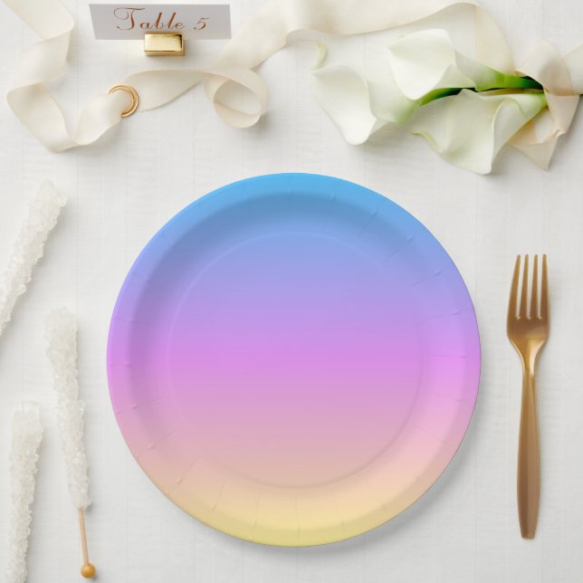 beautiful pastel dream colours gradient blur paper plate (Wedding)