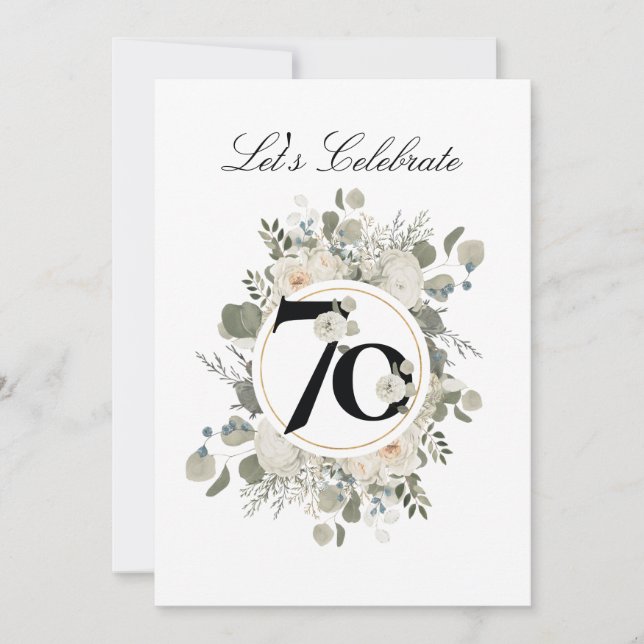 Beautiful Pastel Floral 70th ANNIVERSARY   Invitation (Front)