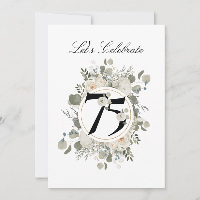 Beautiful Pastel Floral 75th ANNIVERSARY  Invitation (Front)