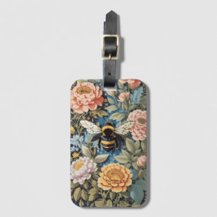 Beautiful Pastel Floral and Bumblebee Luggage Tag