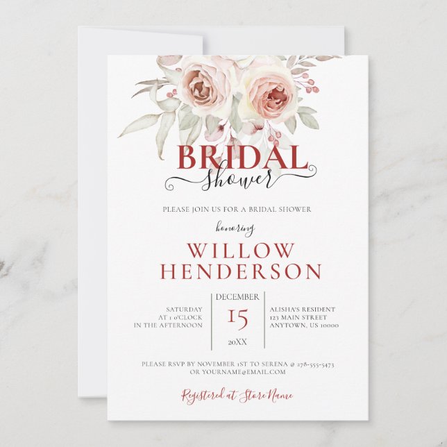 Beautiful Pastel Floral Wedding Shower Invitation (Front)