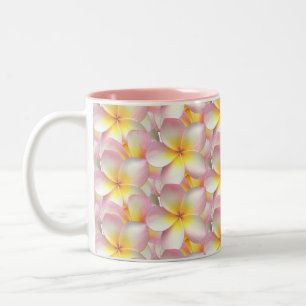 Beautiful Pastel Frangipani Plumeria Flowers Two-Tone Coffee Mug