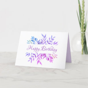 Beautiful Pastel Leaves Happy Birthday Card