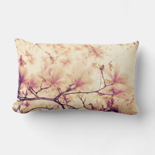 Beautiful pastel magnolia flower lumbar cushion