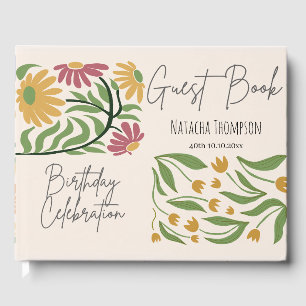 Beautiful pastel Pink background 40th Birthday Guest Book