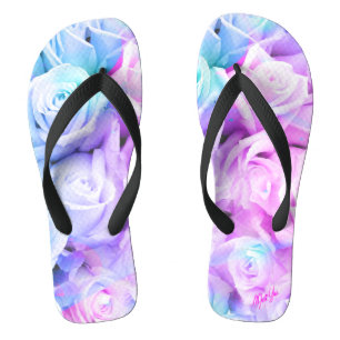 Beautiful Pastel Roses Floral Comfy Flip Flops