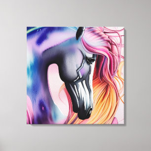 Beautiful Pastel Unicorn Horse Triptych Canvas Print