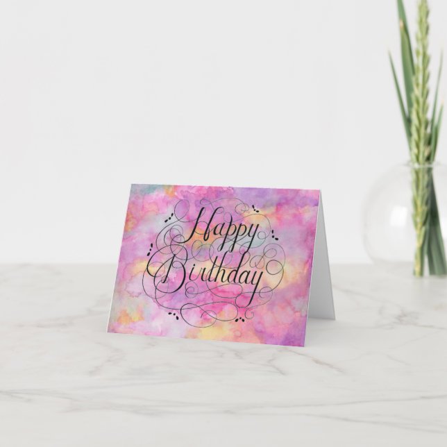 Beautiful Pastel Watercolor Birthday Card (Front)