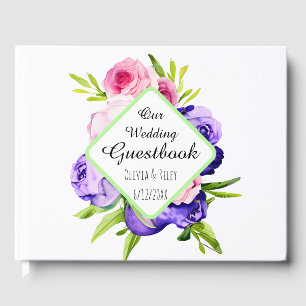 Beautiful Pastel Watercolor Flowers Guest Book