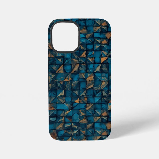 Beautiful Patchwork "Look" in Dark Teal iPhone Case (Back)