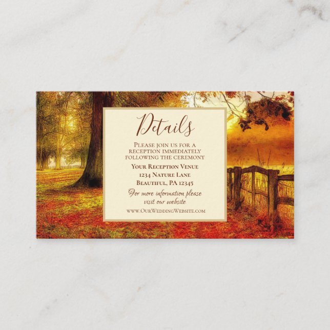 Beautiful Path Autumn Colourful Trees Fall Wedding Enclosure Card (Front)