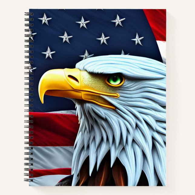  Beautiful Patriotic American Eagle Flag Notebook (Front)