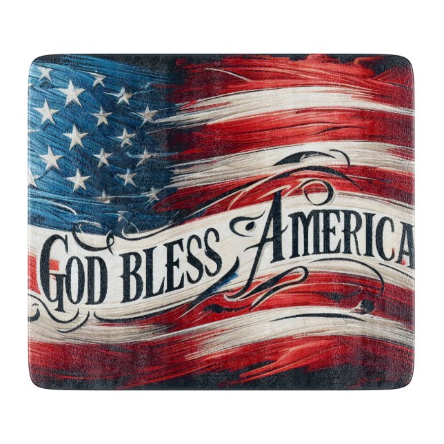 Beautiful Patriotic USA Flag Cutting Board (Front)