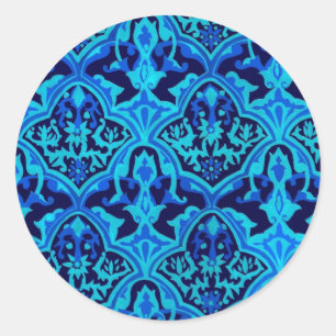 BEAUTIFUL PATTERN - Black & Blue Classic Round Sticker