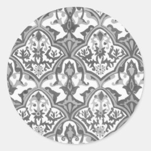 BEAUTIFUL PATTERN - Grayscale Classic Round Sticker