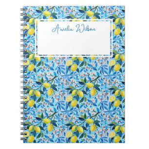 Beautiful Pattern of Vibrant Lemons Personalized Notebook