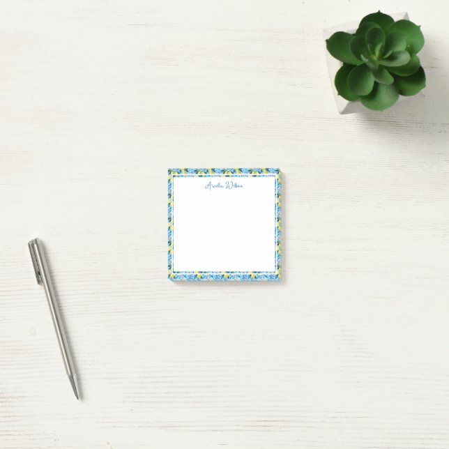 Beautiful Pattern of Vibrant Lemons Personalized Post-it Notes (Office)
