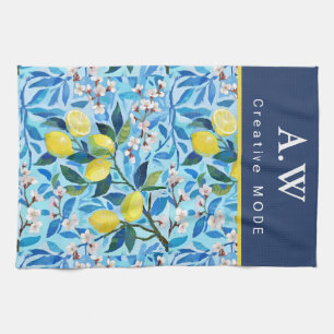 Beautiful Pattern of Vibrant Lemons Personalized Tea Towel