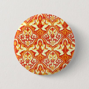 BEAUTIFUL PATTERN - RED & ORANGE 6 CM ROUND BADGE