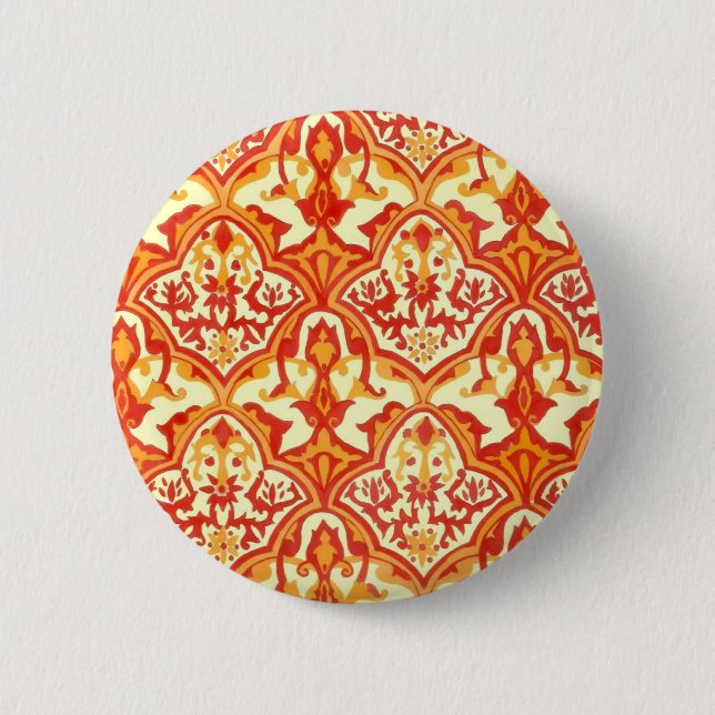 BEAUTIFUL PATTERN - RED & ORANGE 6 CM ROUND BADGE (Front)