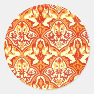 BEAUTIFUL PATTERN - RED & ORANGE CLASSIC ROUND STICKER
