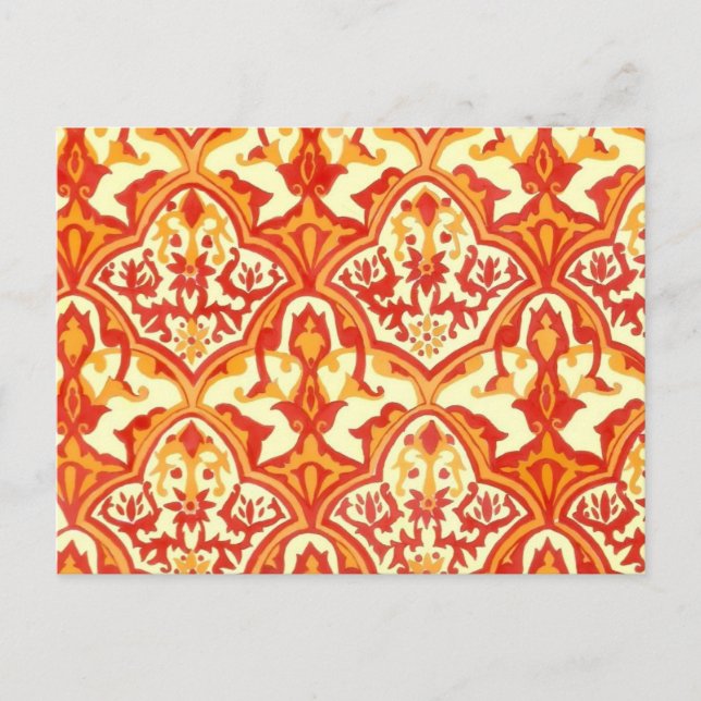 BEAUTIFUL PATTERN - RED & ORANGE POSTCARD (Front)