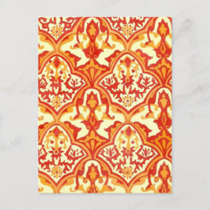 BEAUTIFUL PATTERN - RED & ORANGE POSTCARD