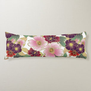 Beautiful Pattern with Floral Element Green Pink Body Cushion