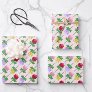 Beautiful Pattern with Roses Wrapping Paper Sheet
