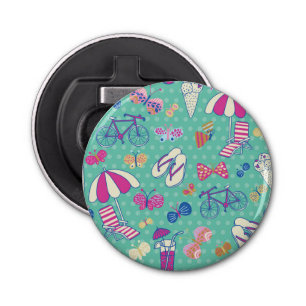 Beautiful Pattern With Summer Elements Bottle Opener