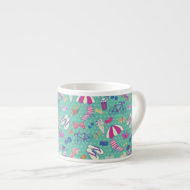 Beautiful Pattern With Summer Elements Espresso Cup (Front Right)