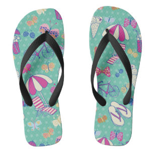 Beautiful Pattern With Summer Elements Jandals