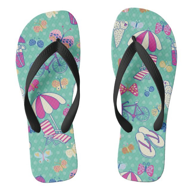 Beautiful Pattern With Summer Elements Jandals (Footbed)