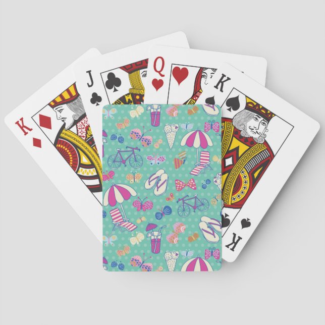 Beautiful Pattern With Summer Elements Playing Cards (Back)