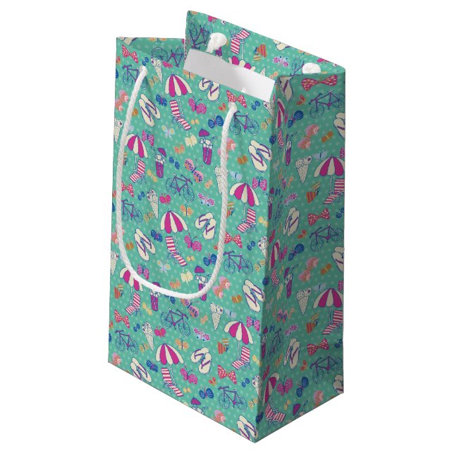 Beautiful Pattern With Summer Elements Small Gift Bag (Back Angled)