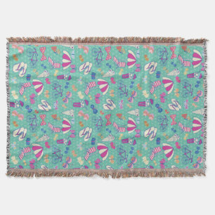 Beautiful Pattern With Summer Elements Throw Blanket