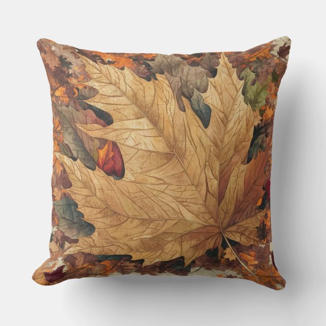 Beautiful Patterns of Autumn Leaves Cushion (Front)