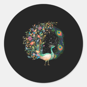 Beautiful Pea _ Colorful Bird _ Pea Feathers  Classic Round Sticker
